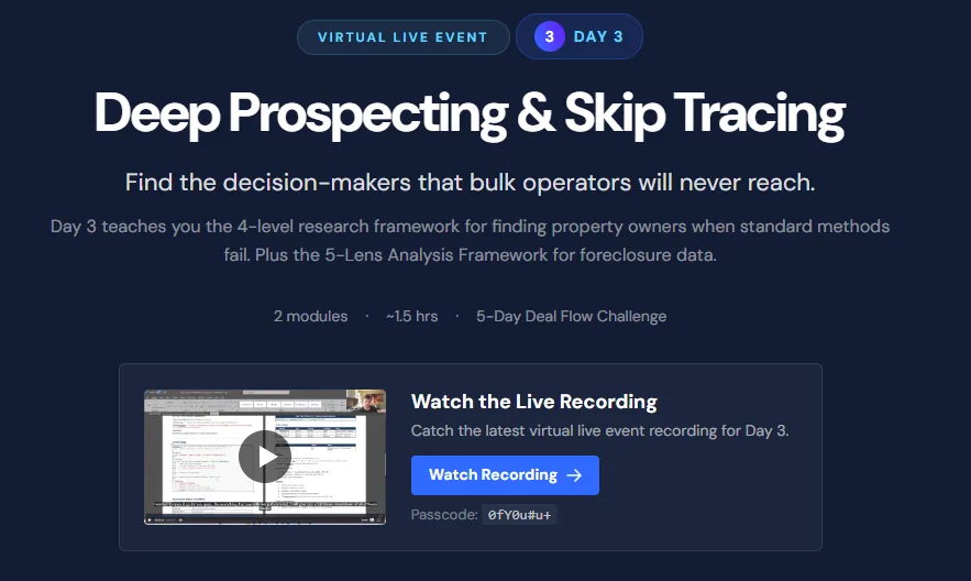 Day 3: Deep Prospecting and Skip Tracing — find the decision-makers that bulk operators never reach
